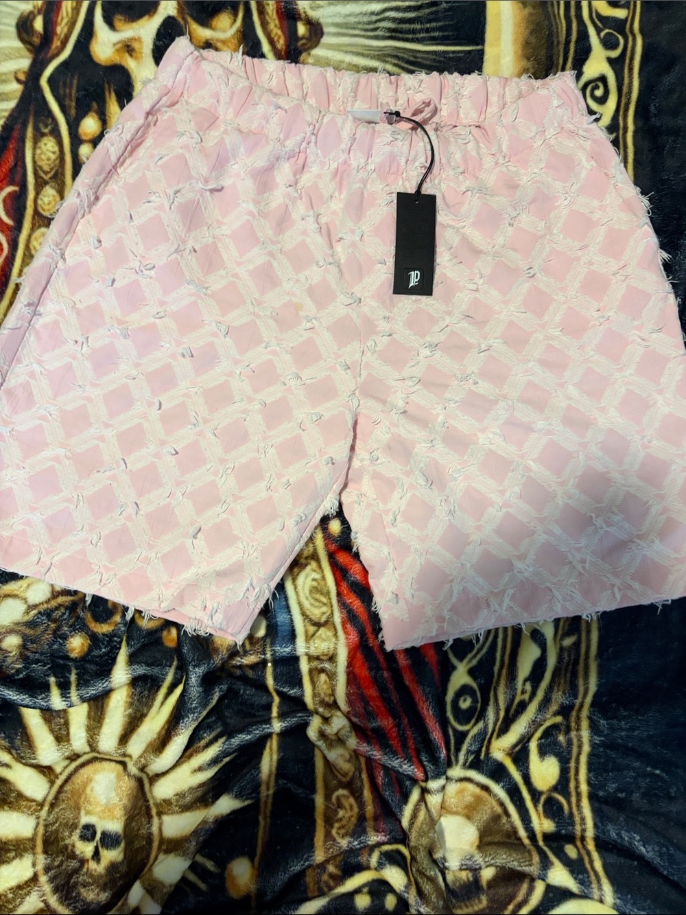 Men's Pink Textured Hybrid Shorts with Elastic Waistband